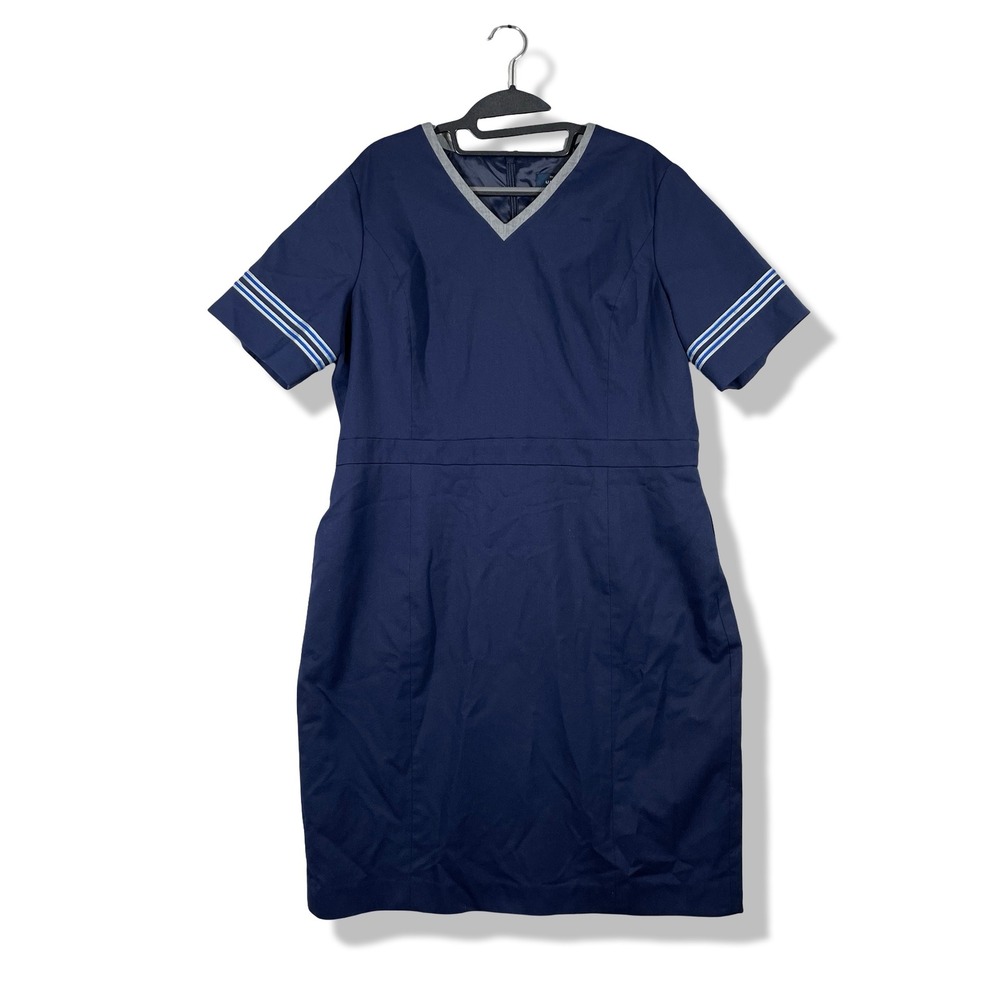 Brooks Brothers United Airlines Dress Womens 18 Navy Blue Corporate Core Preppy